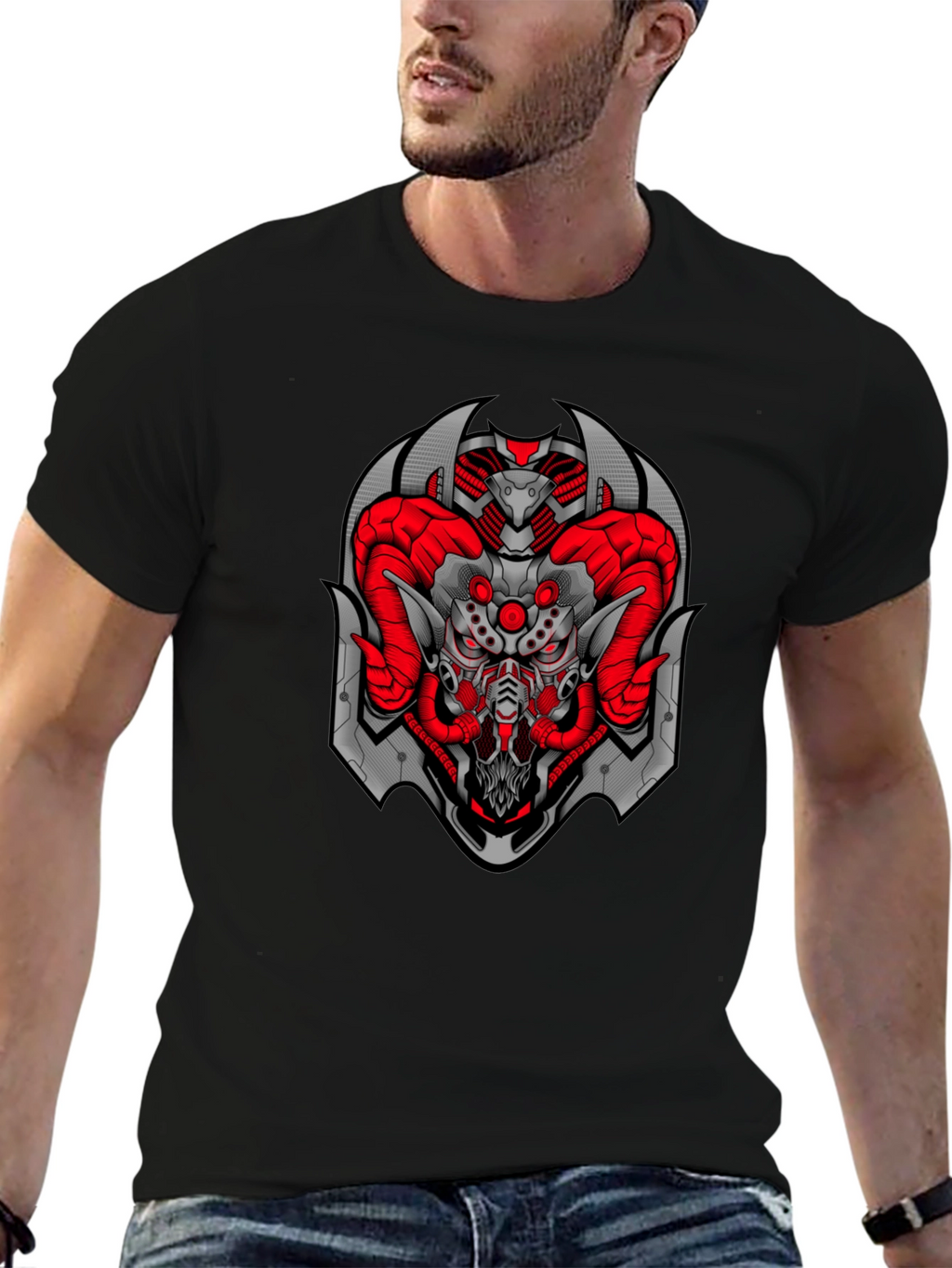 Cyberpunk Ram T-Shirt - Black Graphic Tee