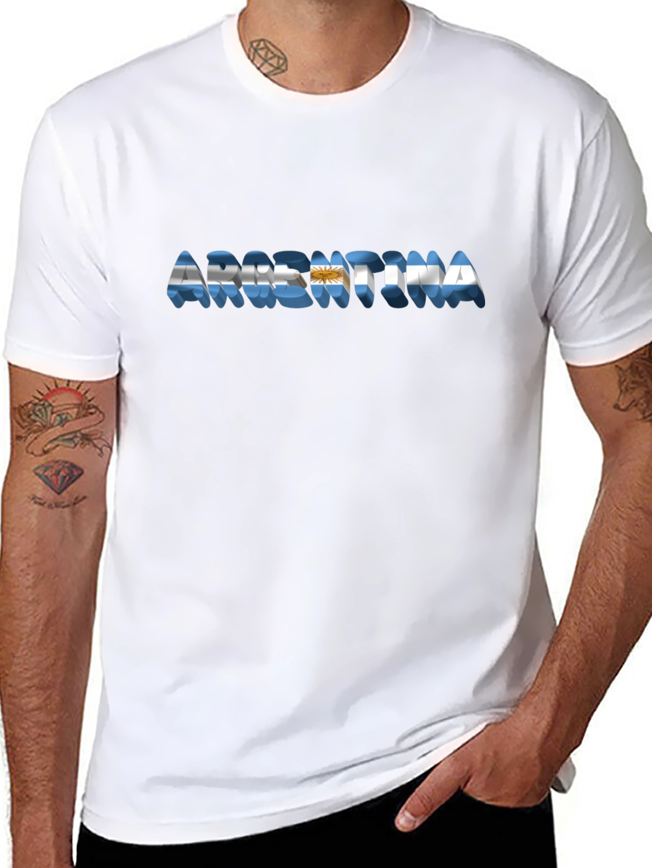 Argentina Flag Black T-Shirt