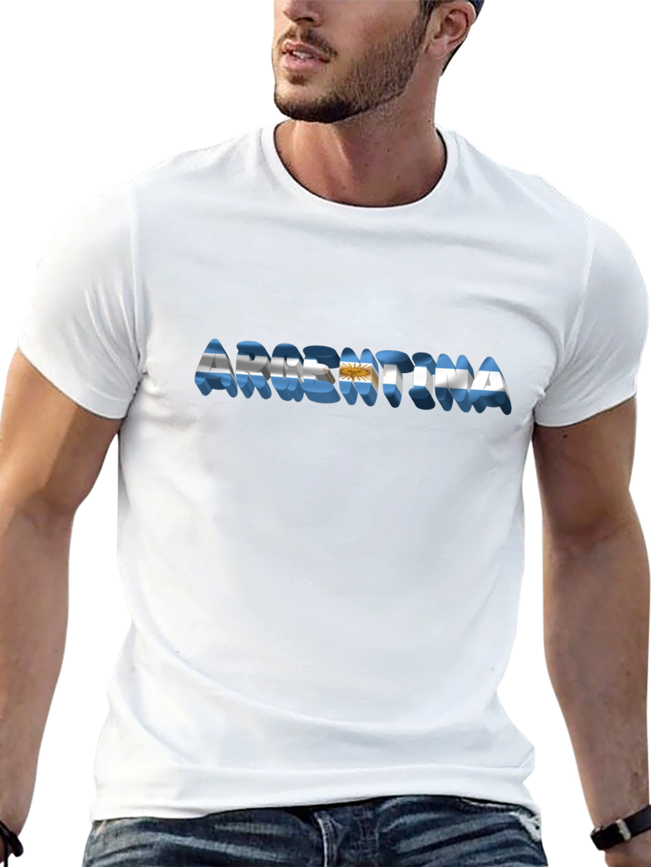 Argentina Flag Black T-Shirt