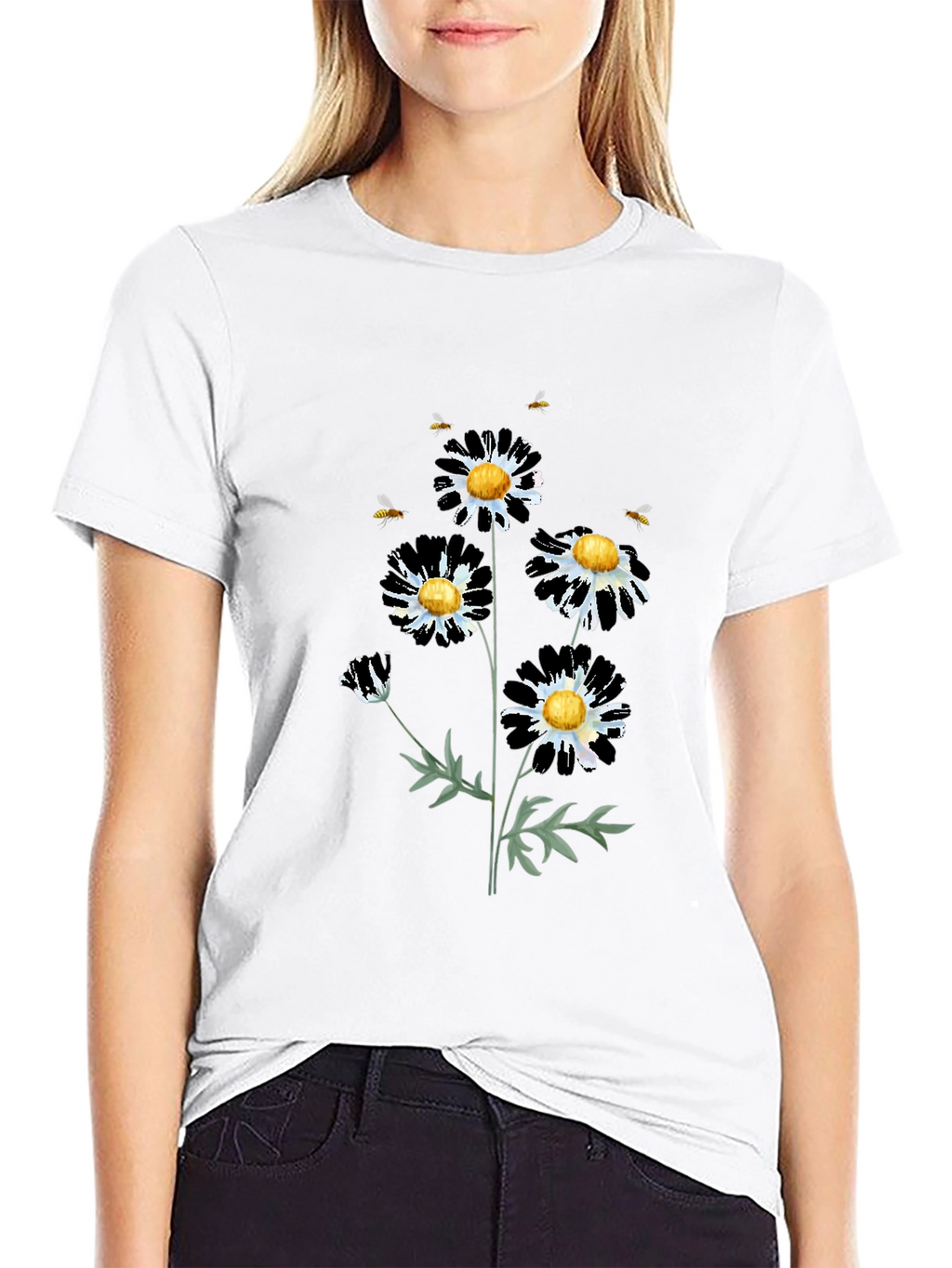 Floral Graphic Tee - Daisy & Bees T-Shirt