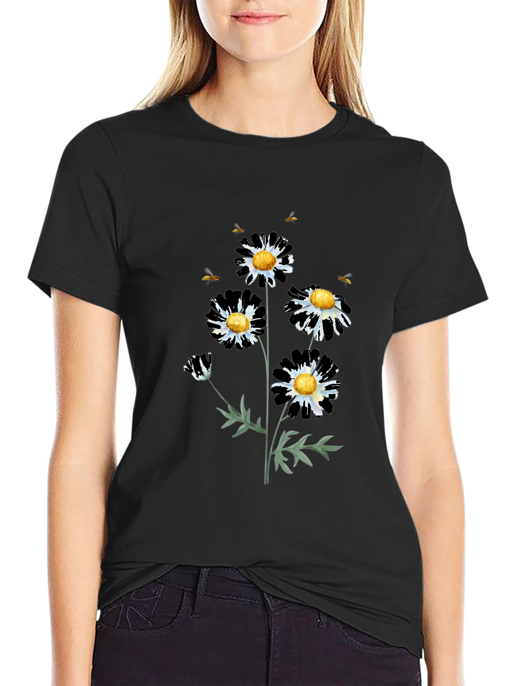 Floral Graphic Tee - Daisy & Bees T-Shirt