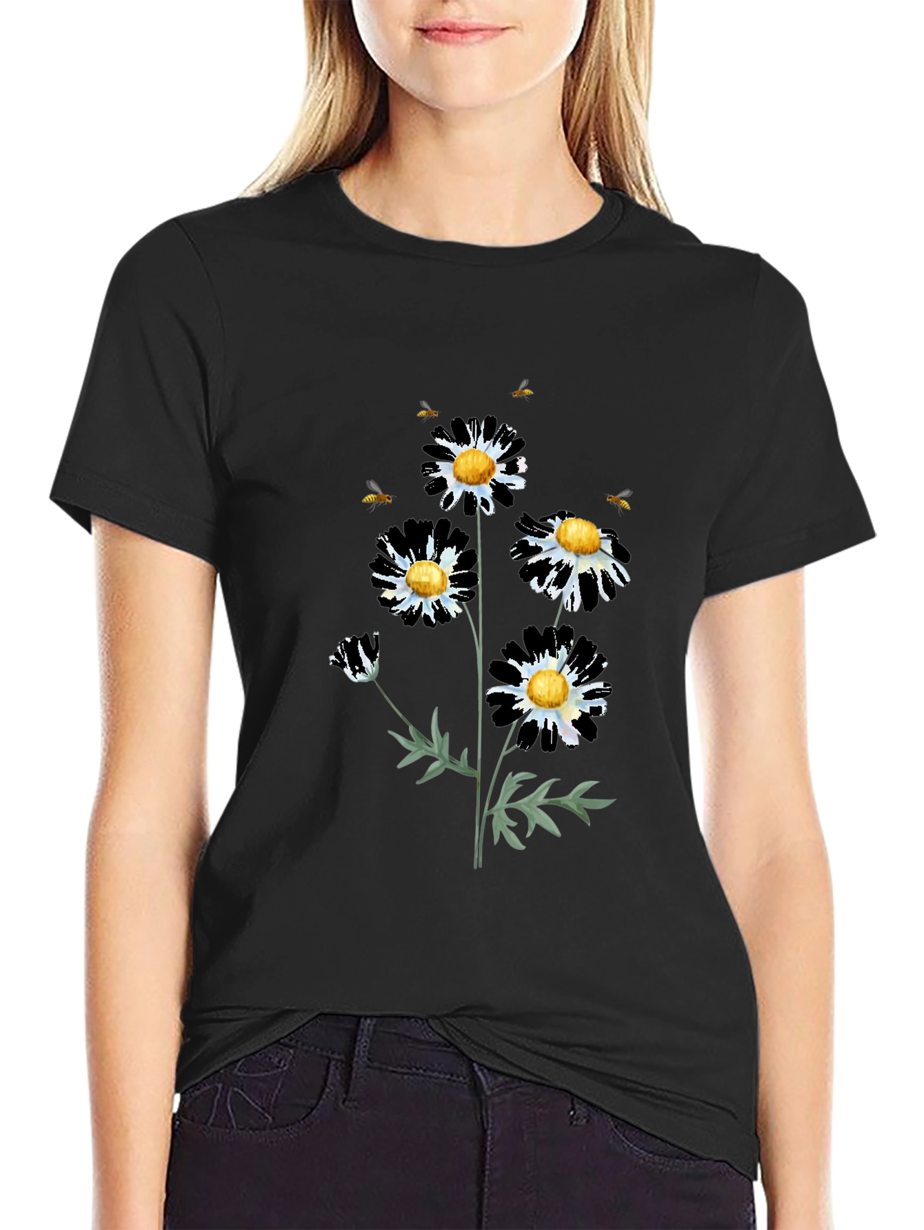 Floral Graphic Tee - Daisy & Bees T-Shirt