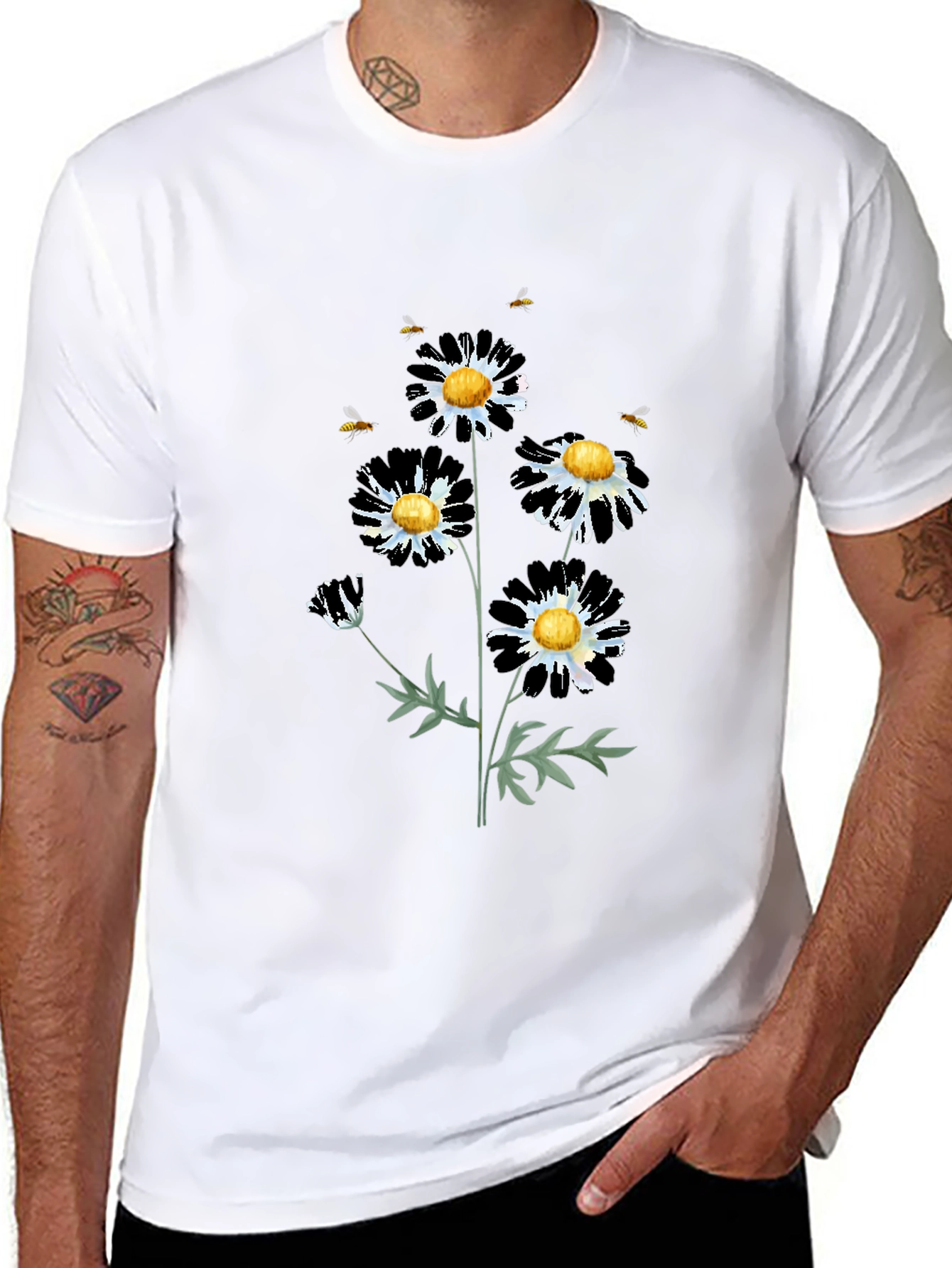 Floral Graphic Tee - Daisy & Bees T-Shirt