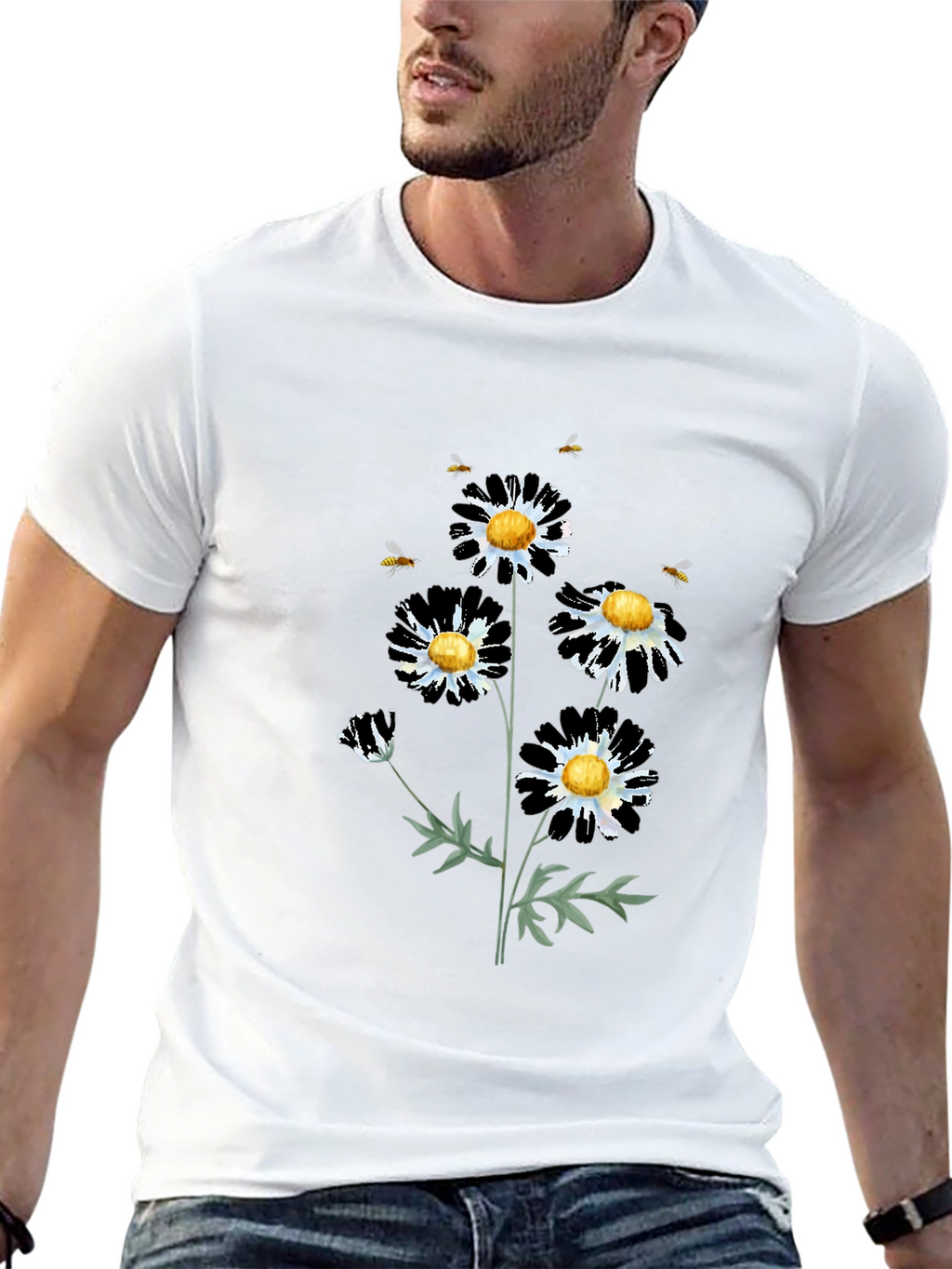 Floral Graphic Tee - Daisy & Bees T-Shirt