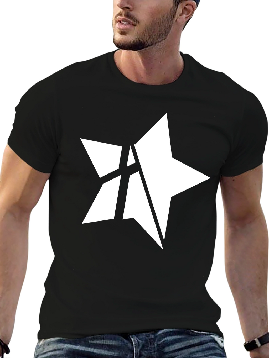 Star Logo Black Tee - Modern Graphic Design Shirt