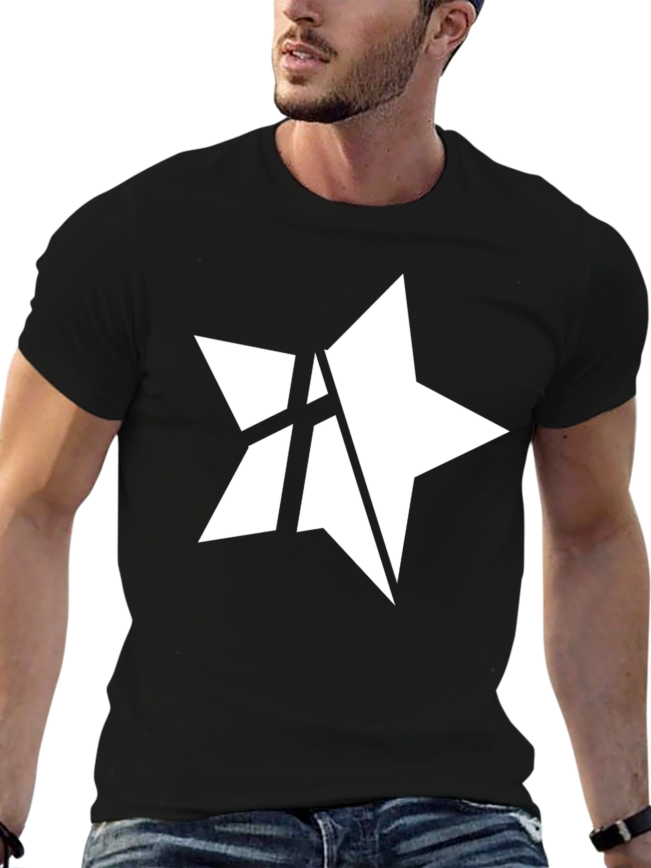 Star Logo Black Tee - Modern Graphic Design Shirt