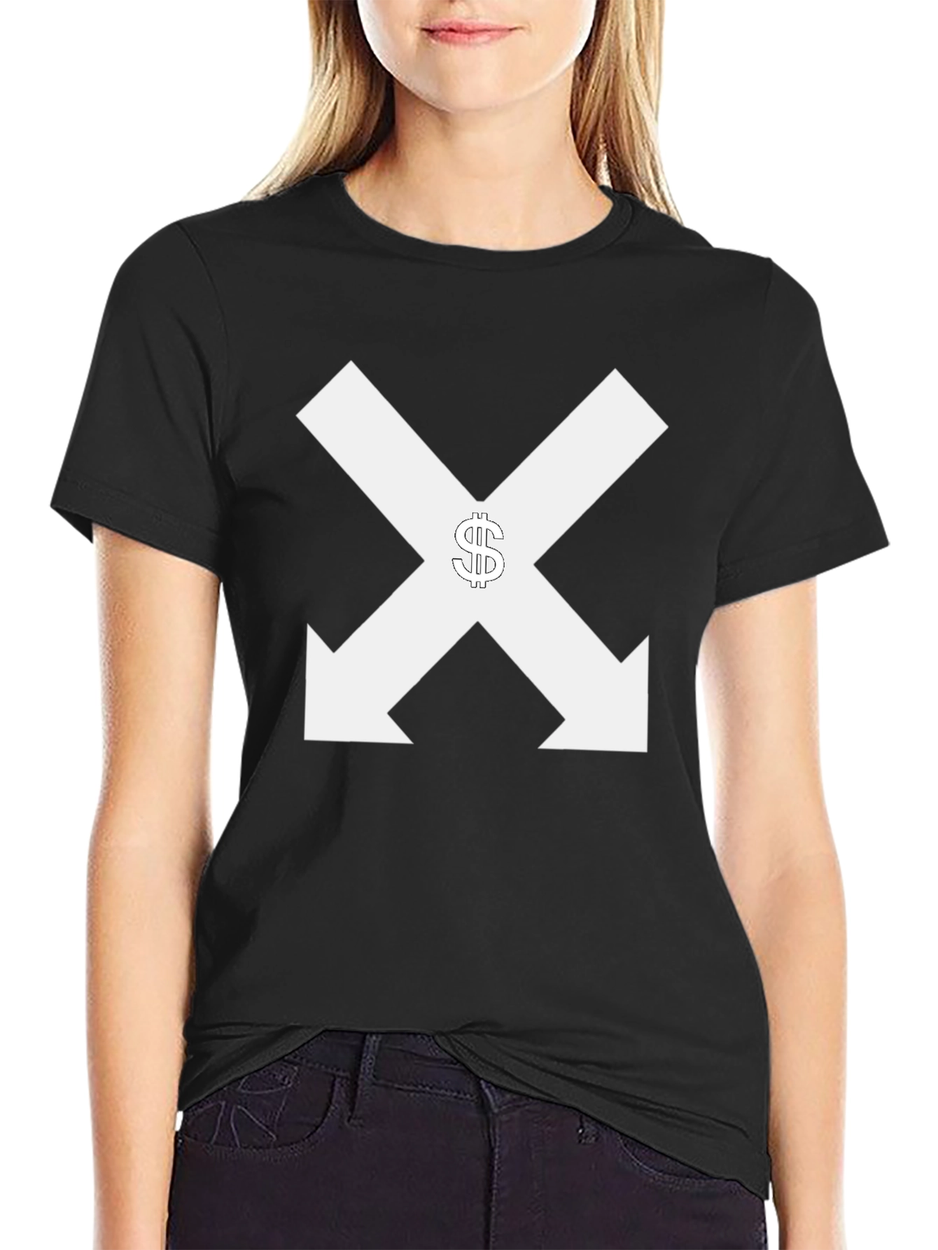 Black Tee with Arrows & Dollar Sign