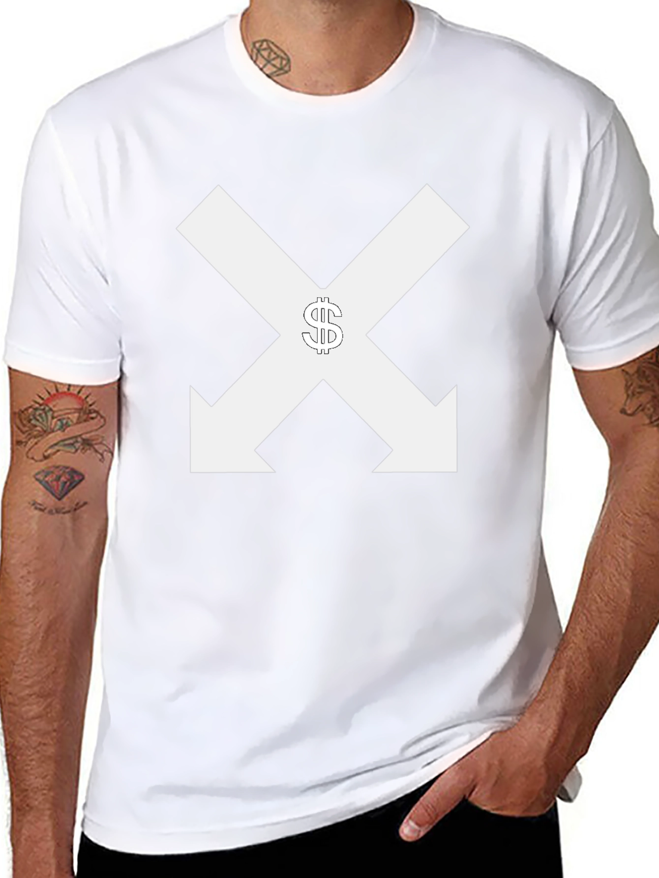 Black Tee with Arrows & Dollar Sign