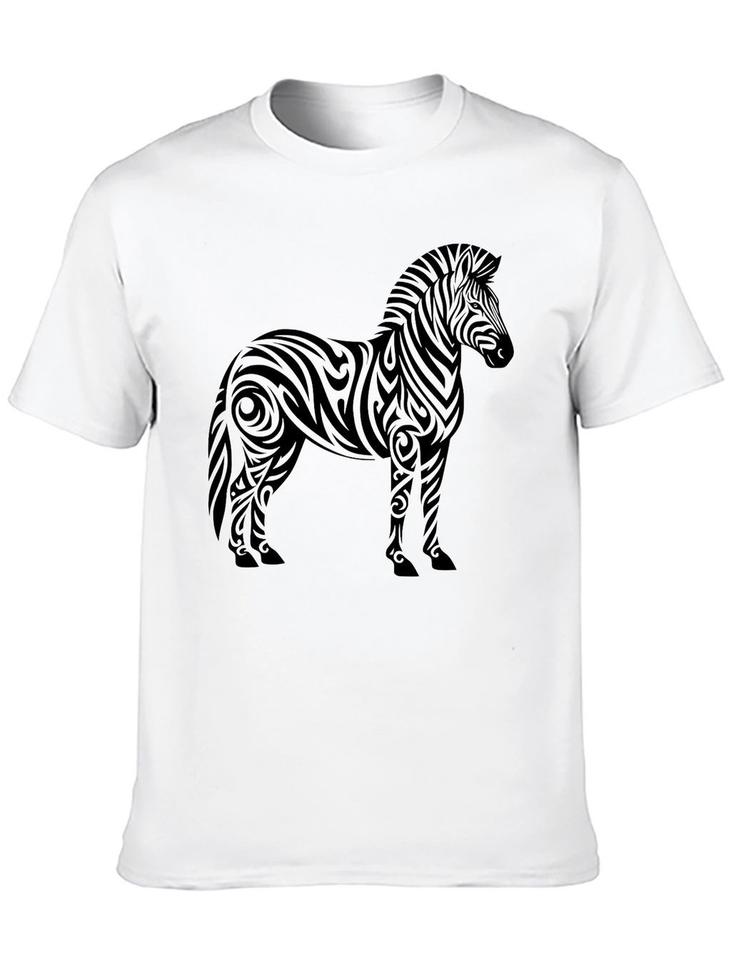 Tribal Zebra Graphic Tee - Stylish Mens Black T-Shirt