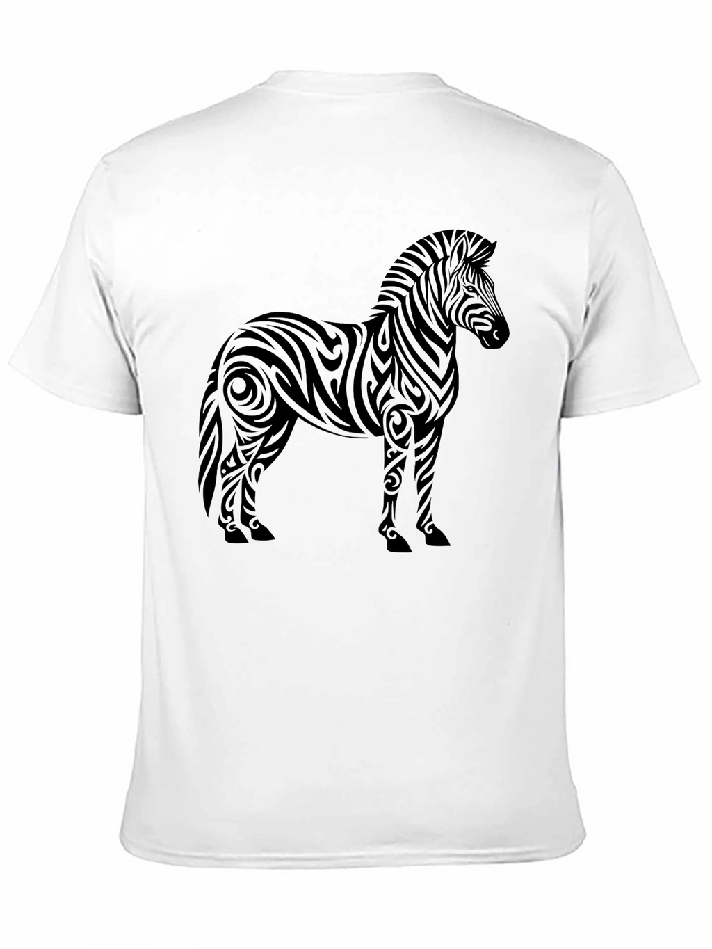 Tribal Zebra Graphic Tee - Stylish Mens Black T-Shirt
