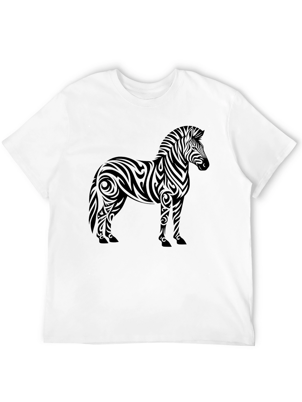 Tribal Zebra Graphic Tee - Stylish Mens Black T-Shirt