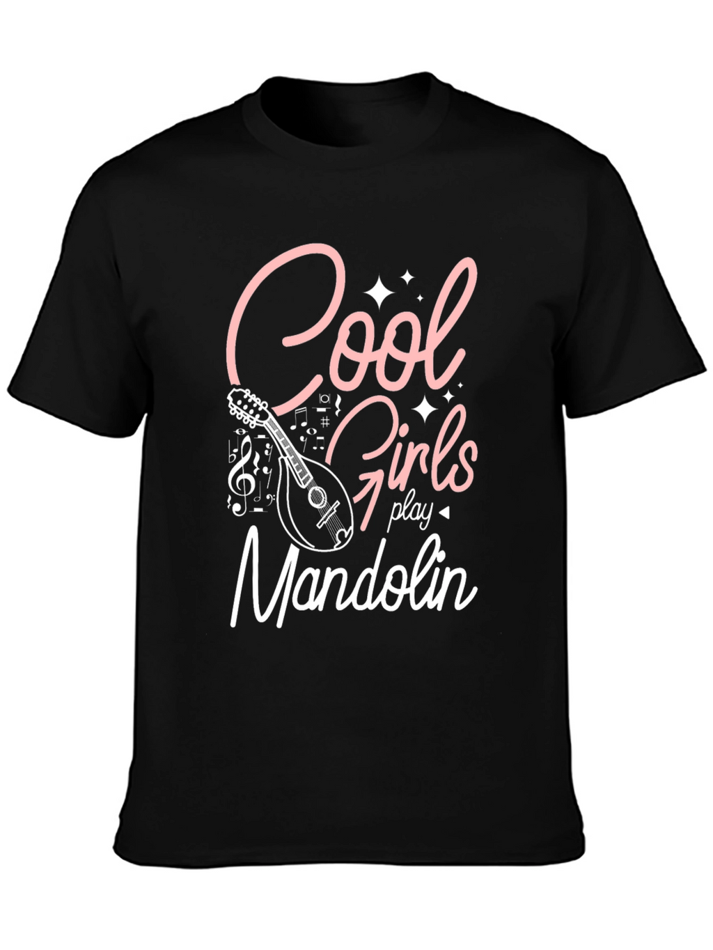 Cool Girls Play Mandolin Black Graphic Tee