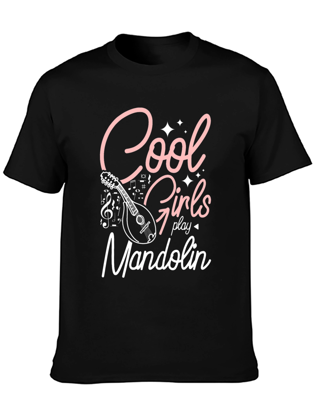Cool Girls Play Mandolin Black Graphic Tee