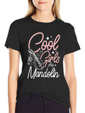 Cool Girls Play Mandolin Black Graphic Tee