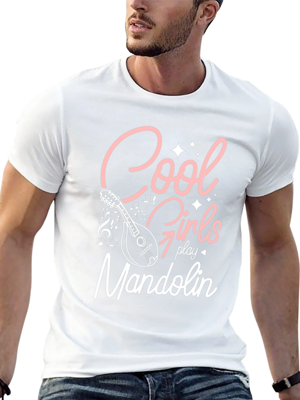 Cool Girls Play Mandolin Black Graphic Tee