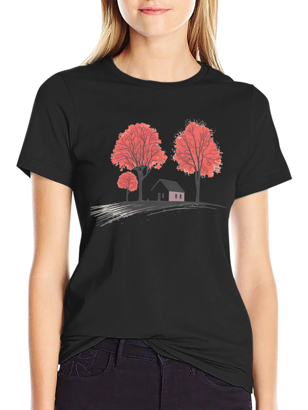 Nature Scene Graphic T-Shirt - Black
