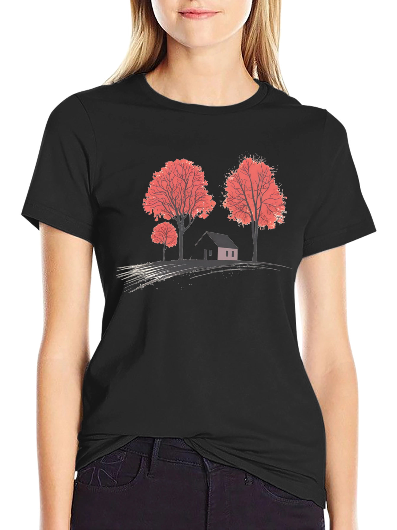 Nature Scene Graphic T-Shirt - Black