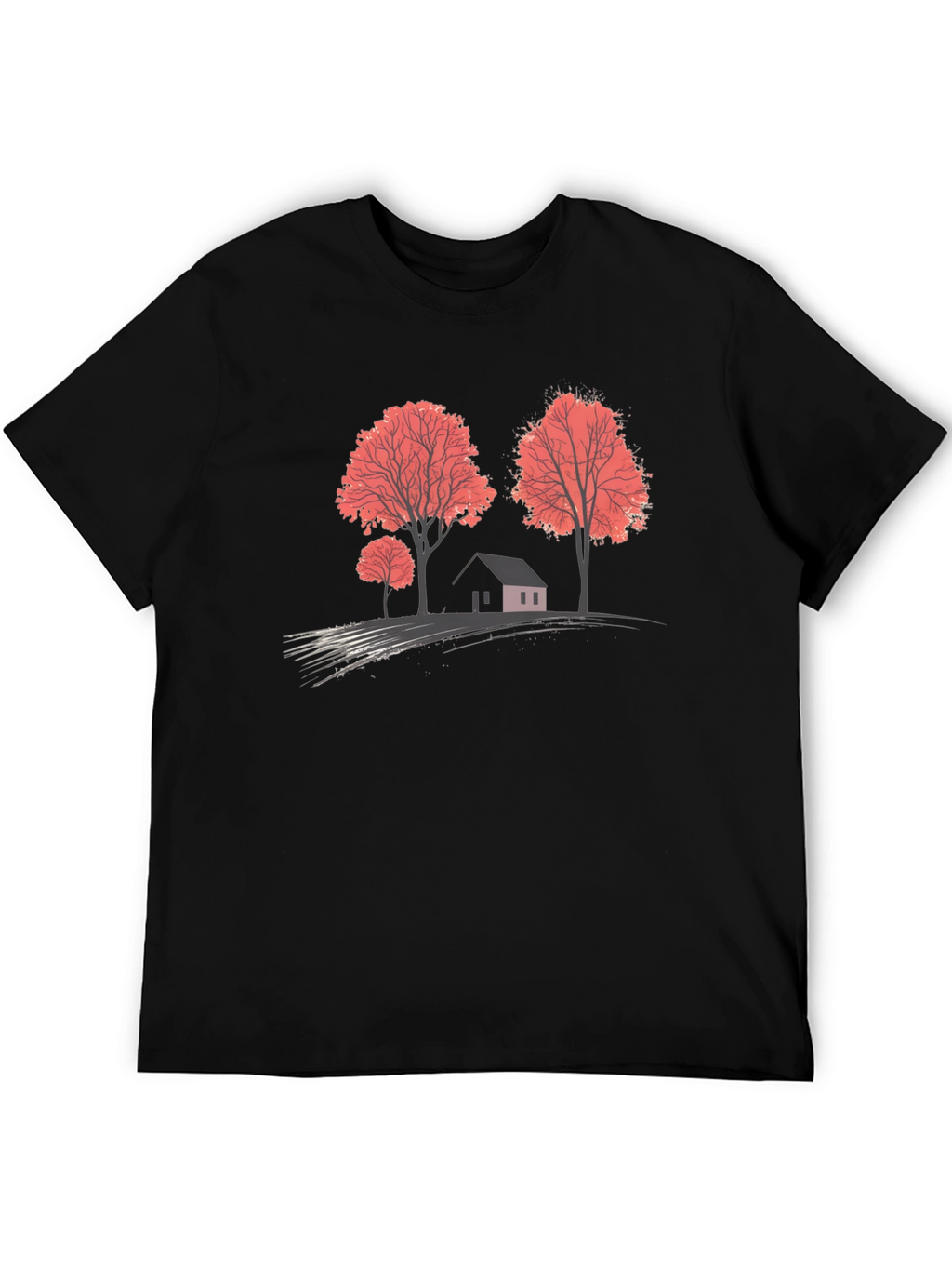 Nature Scene Graphic T-Shirt - Black