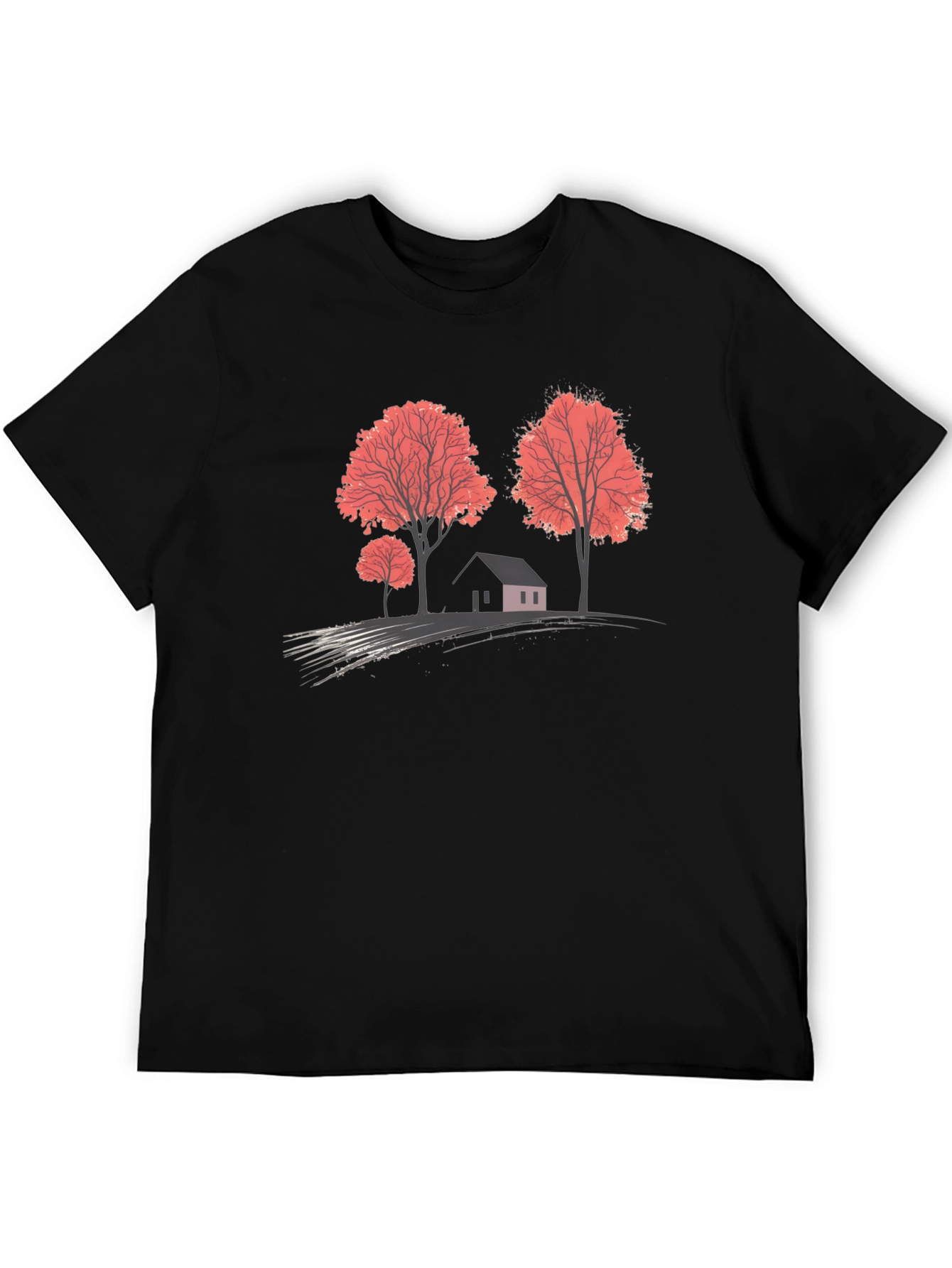 Nature Scene Graphic T-Shirt - Black