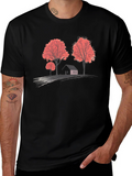 Nature Scene Graphic T-Shirt - Black
