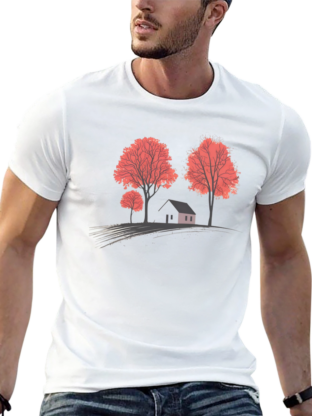 Nature Scene Graphic T-Shirt - Black