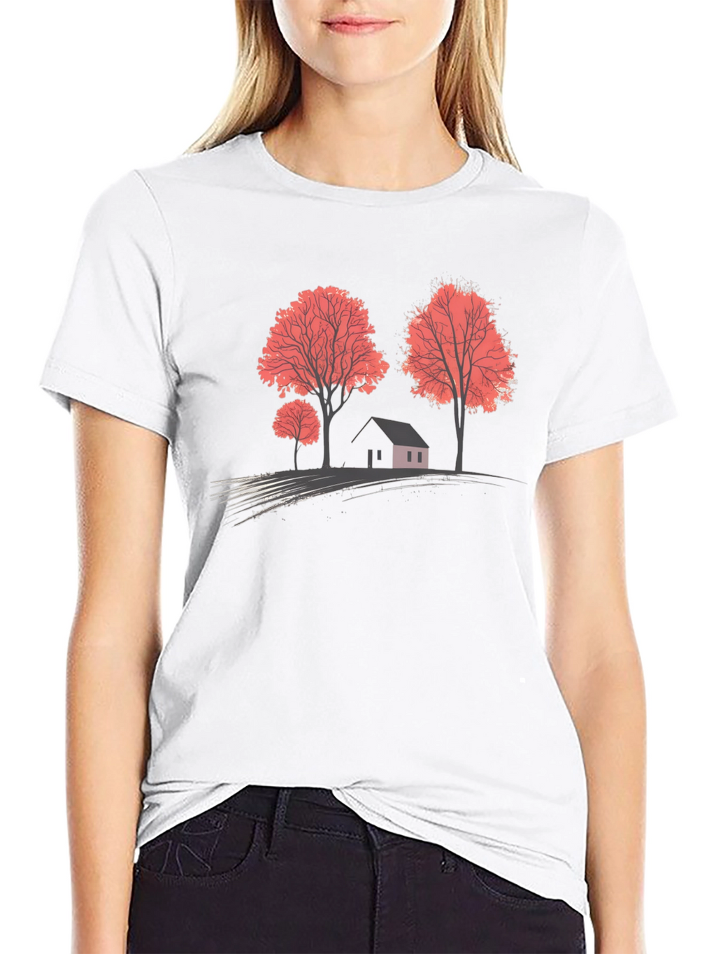 Nature Scene Graphic T-Shirt - Black