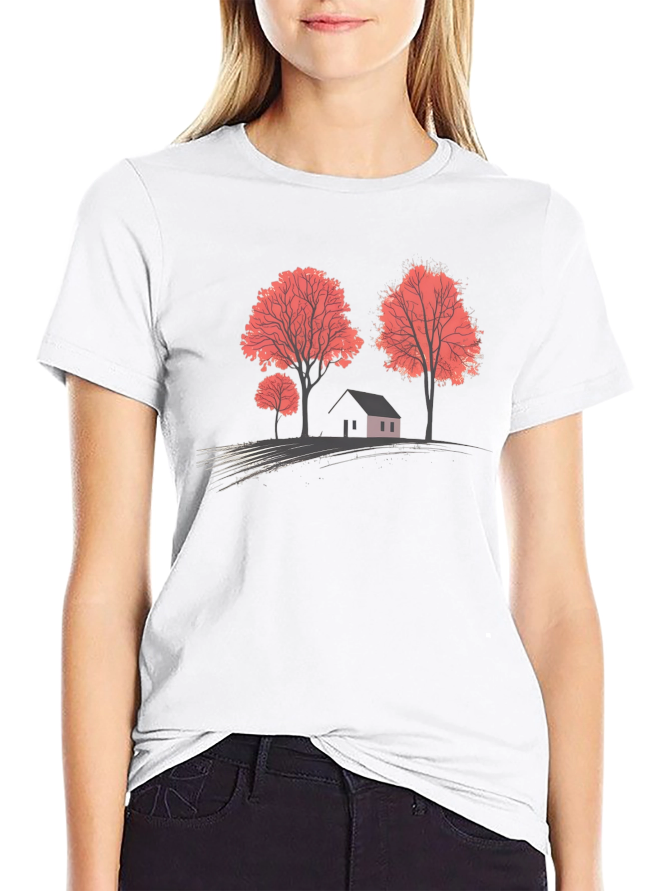 Nature Scene Graphic T-Shirt - Black
