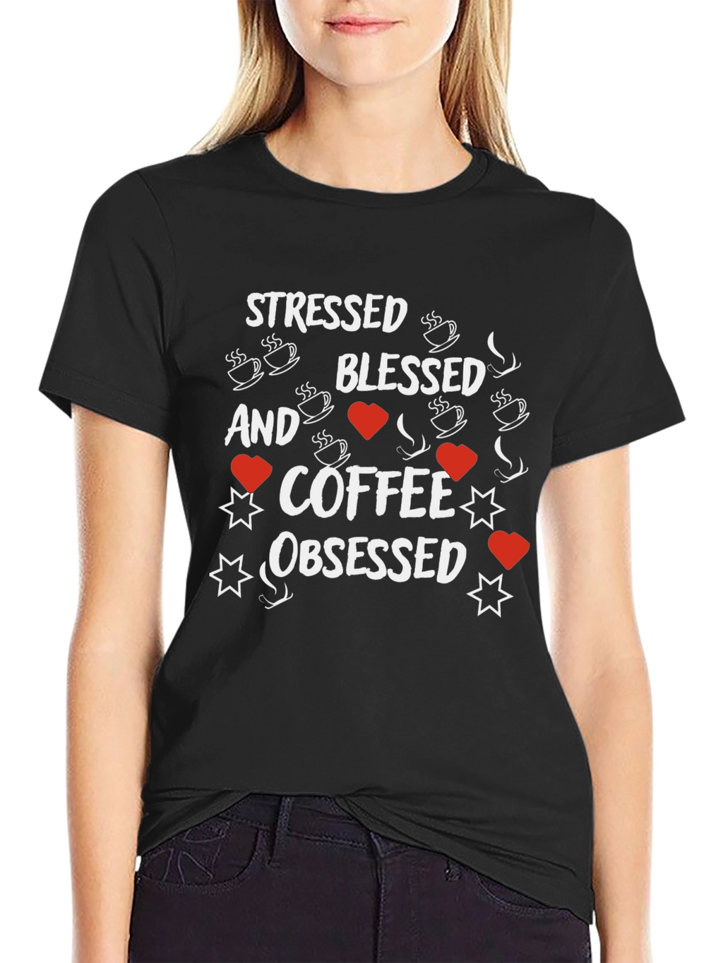Stressed Blessed Coffee Obsessed Graphic Tee