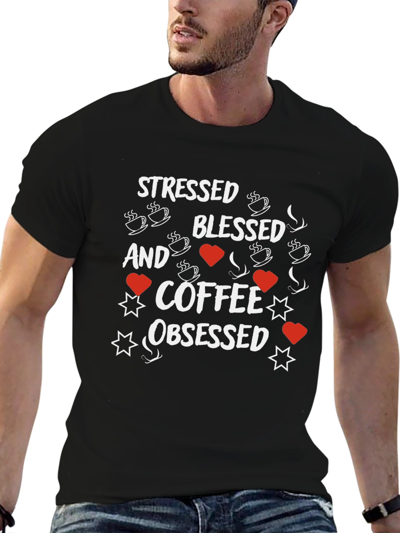 Stressed Blessed Coffee Obsessed Graphic Tee