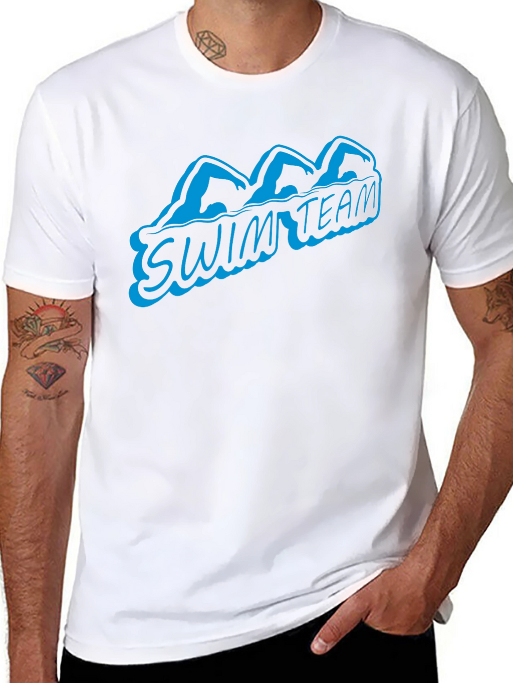 Swim Team Graphic T-Shirt - Black Cotton Tee