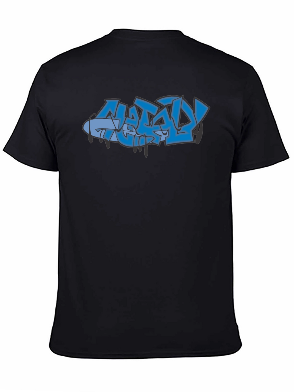 Stylish Black Graphic Tee with Graffiti Design
