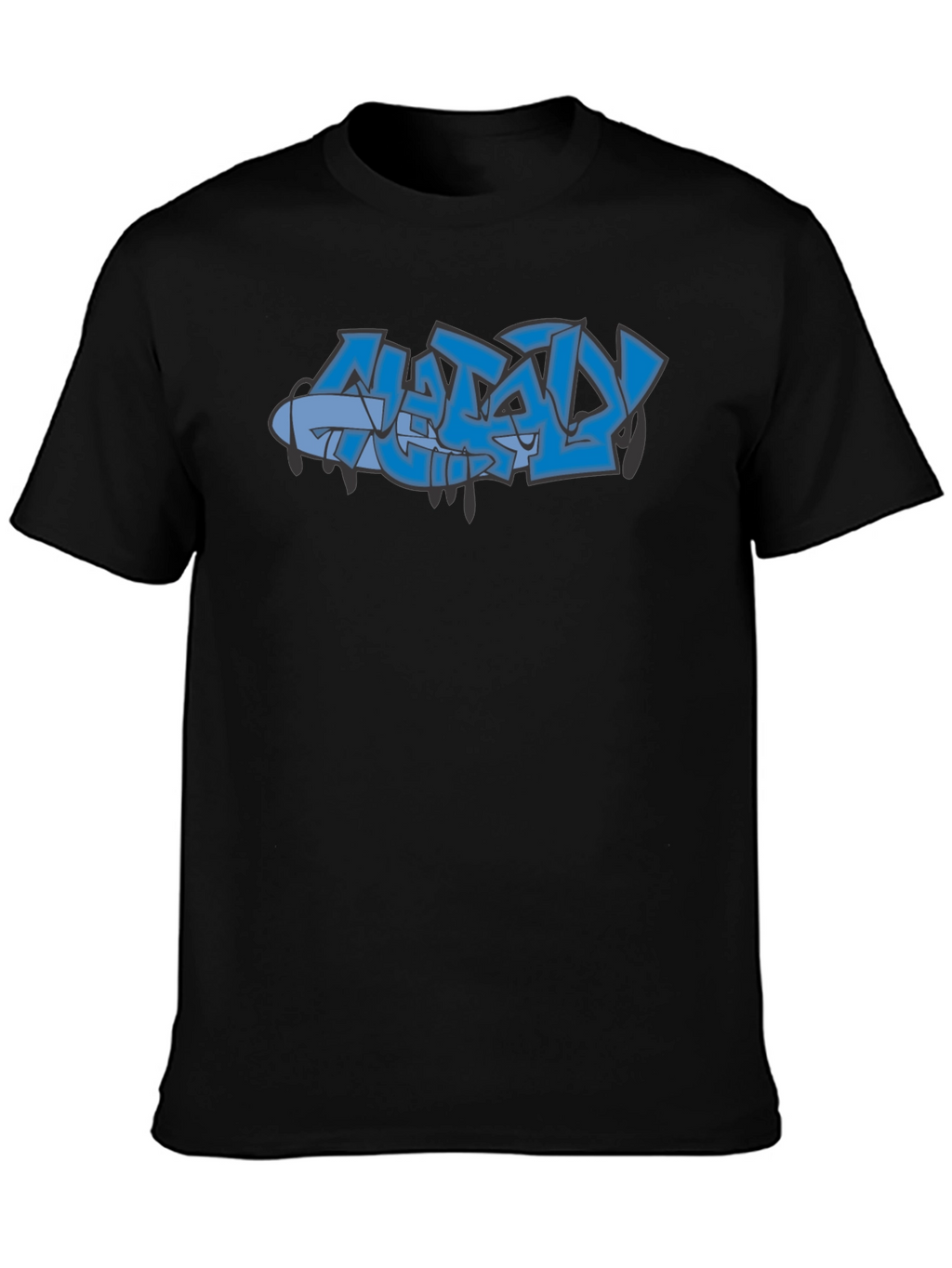 Stylish Black Graphic Tee with Graffiti Design