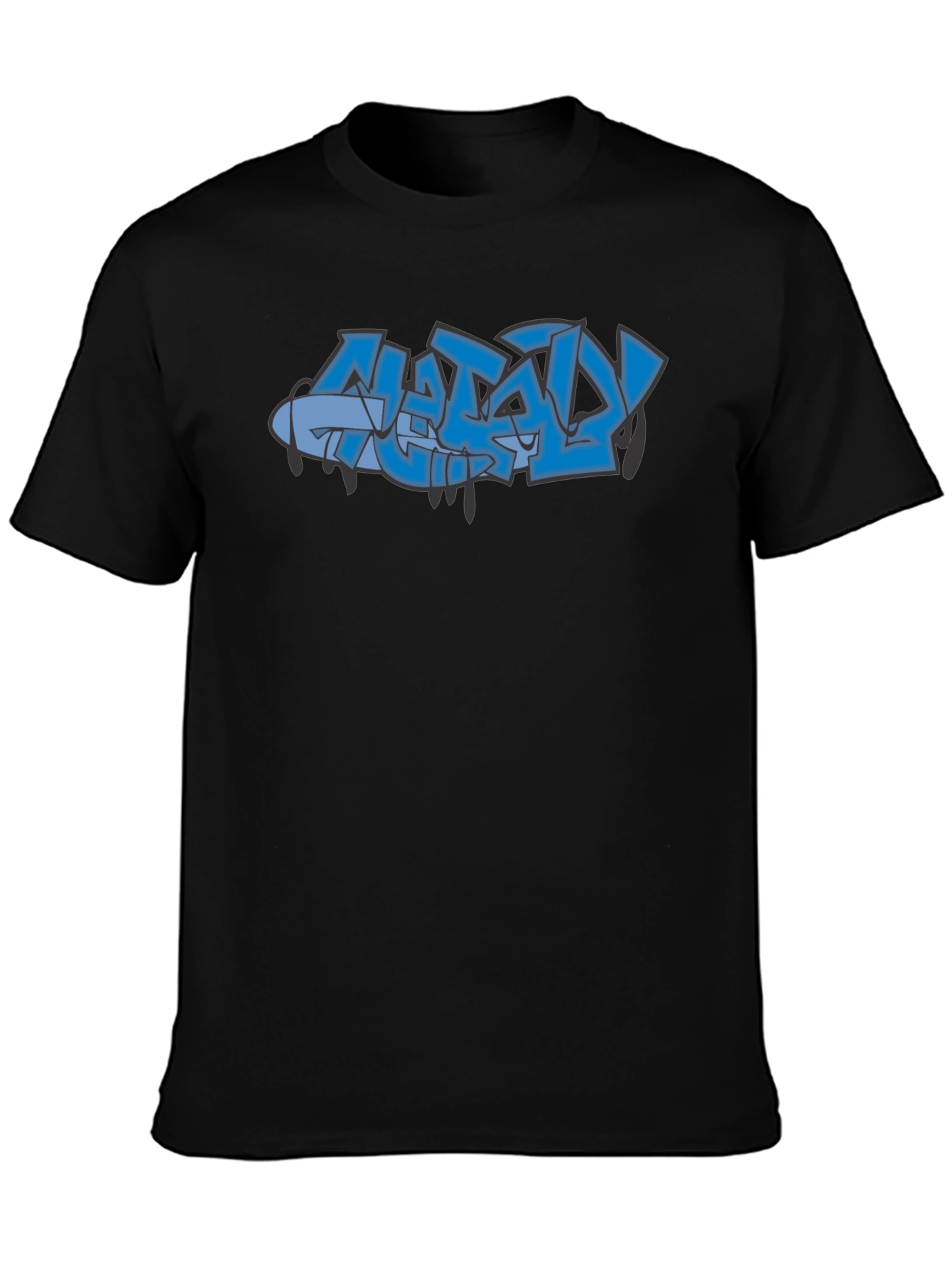 Stylish Black Graphic Tee with Graffiti Design