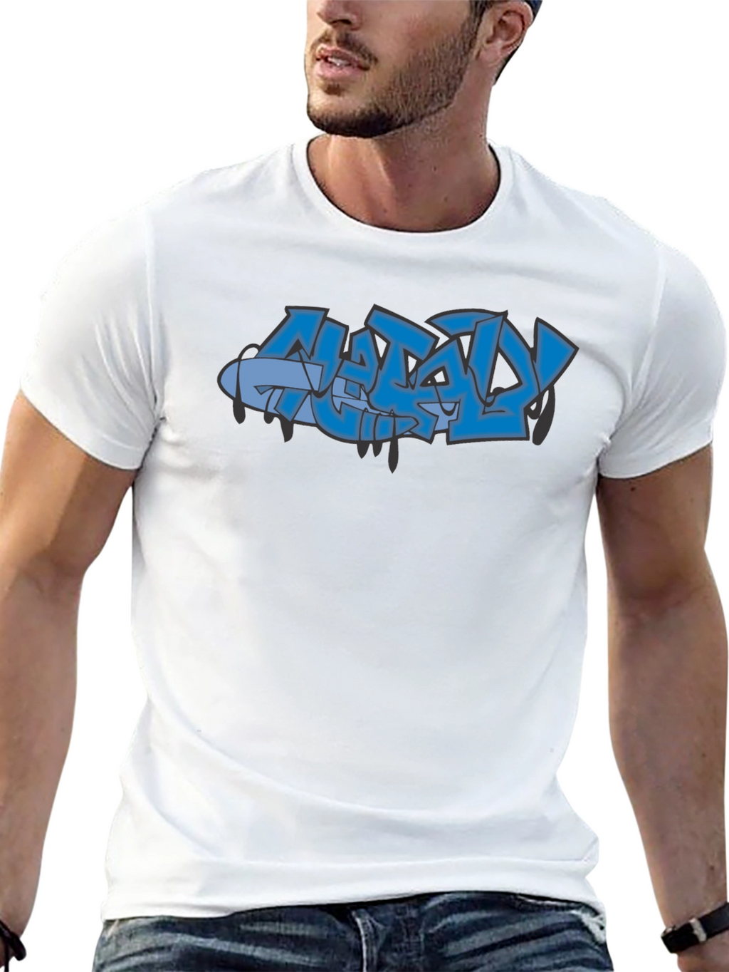 Stylish Black Graphic Tee with Graffiti Design