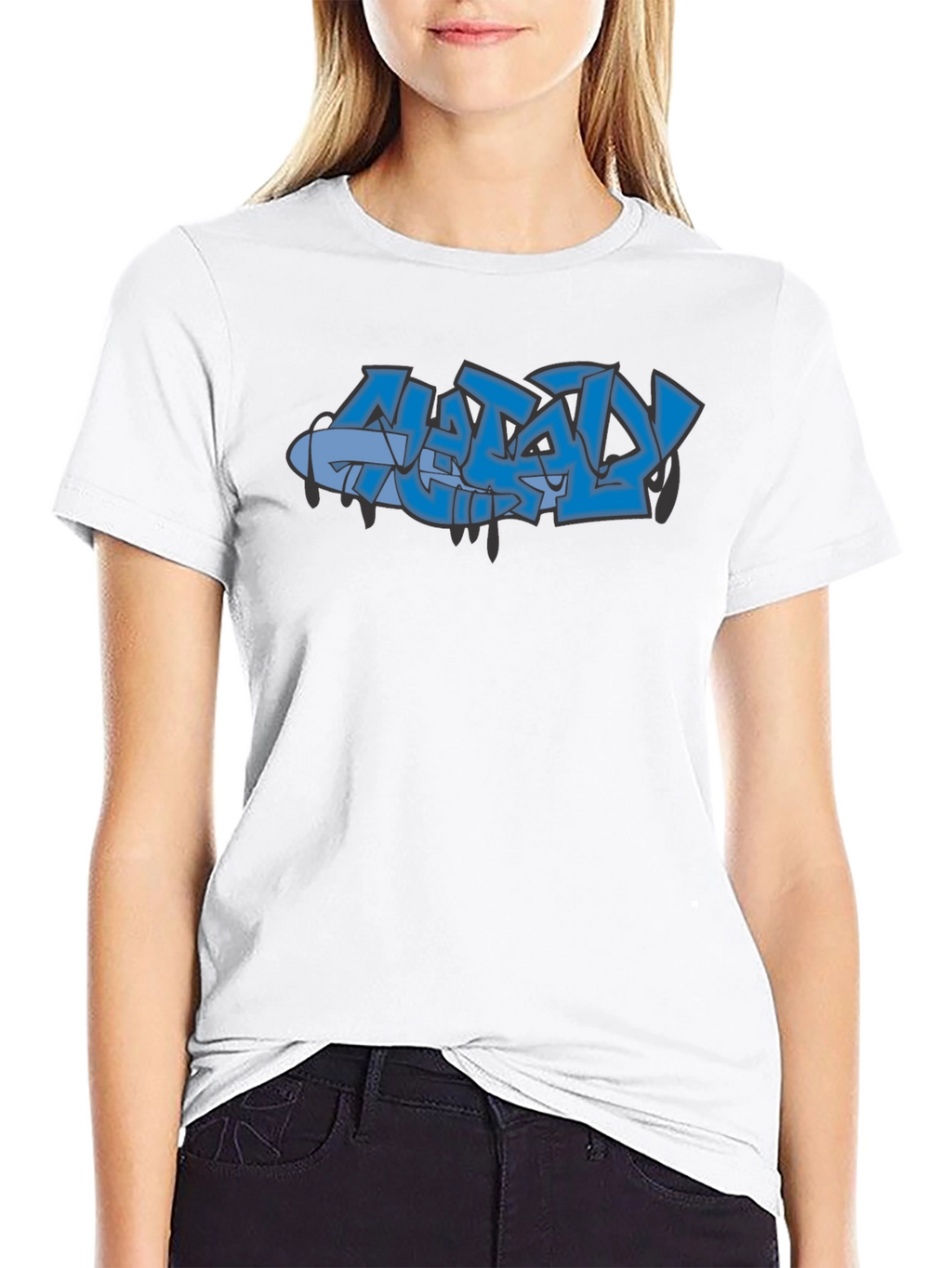 Stylish Black Graphic Tee with Graffiti Design