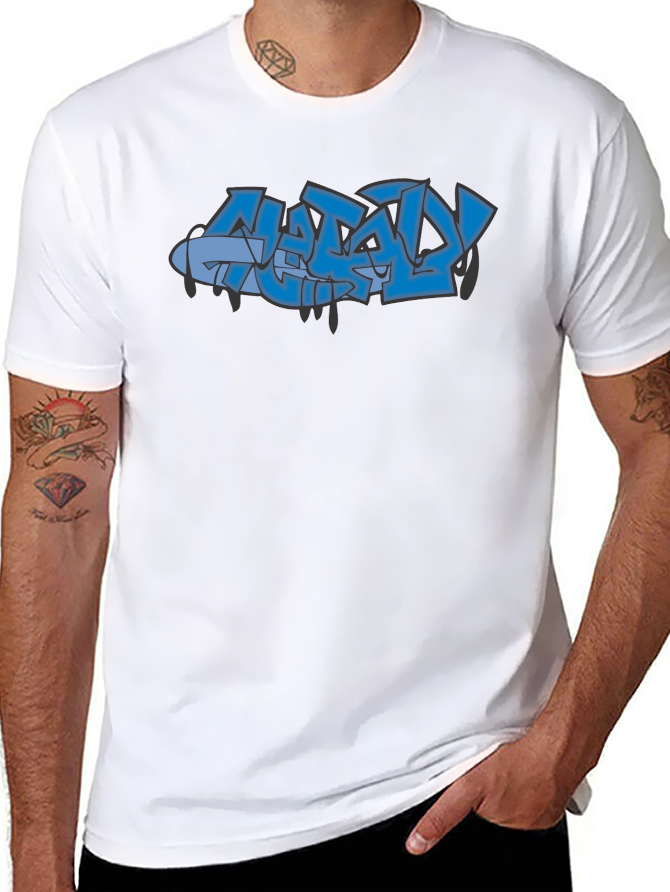 Stylish Black Graphic Tee with Graffiti Design