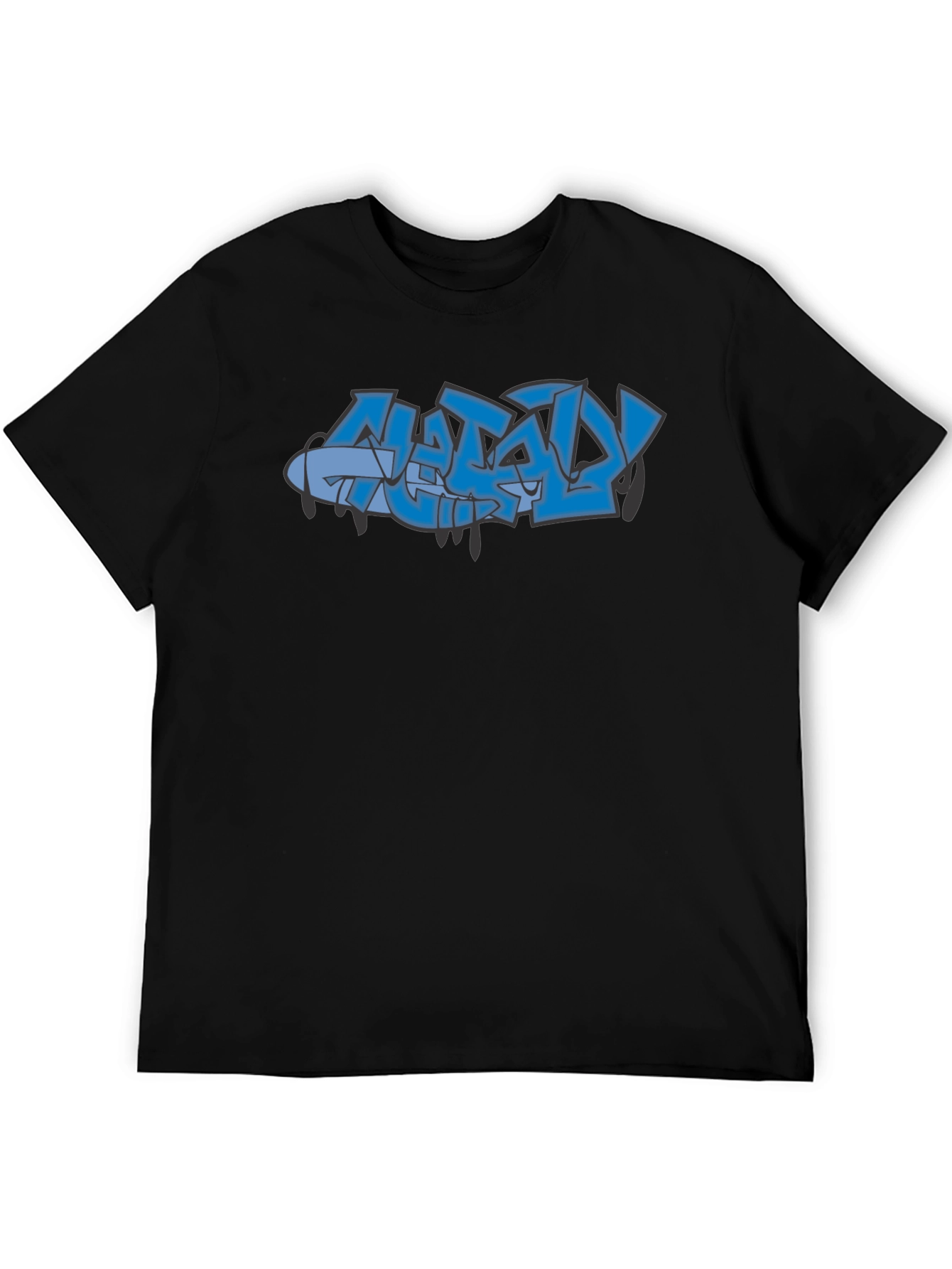 Stylish Black Graphic Tee with Graffiti Design