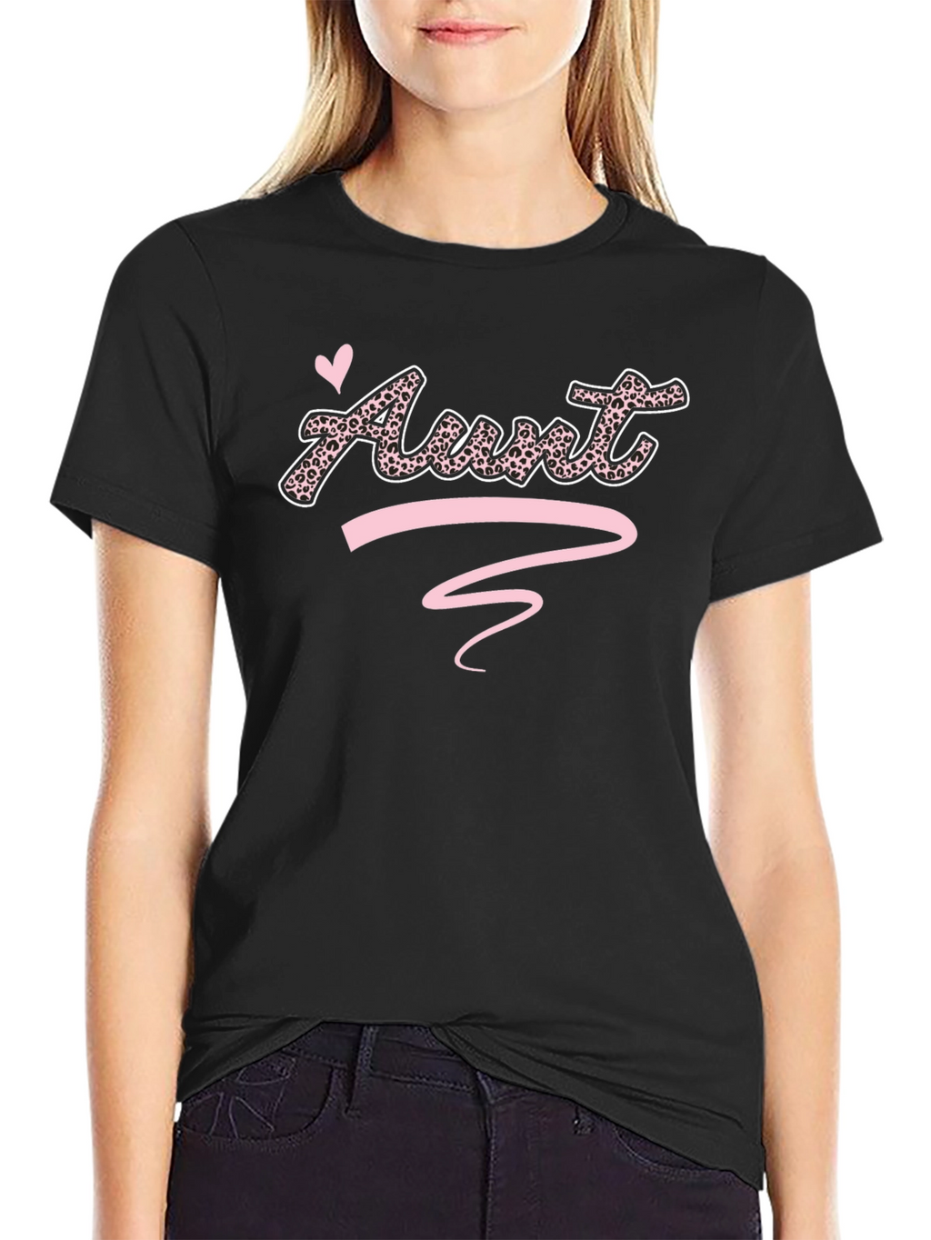 Leopard Print Aunt T-Shirt - Black