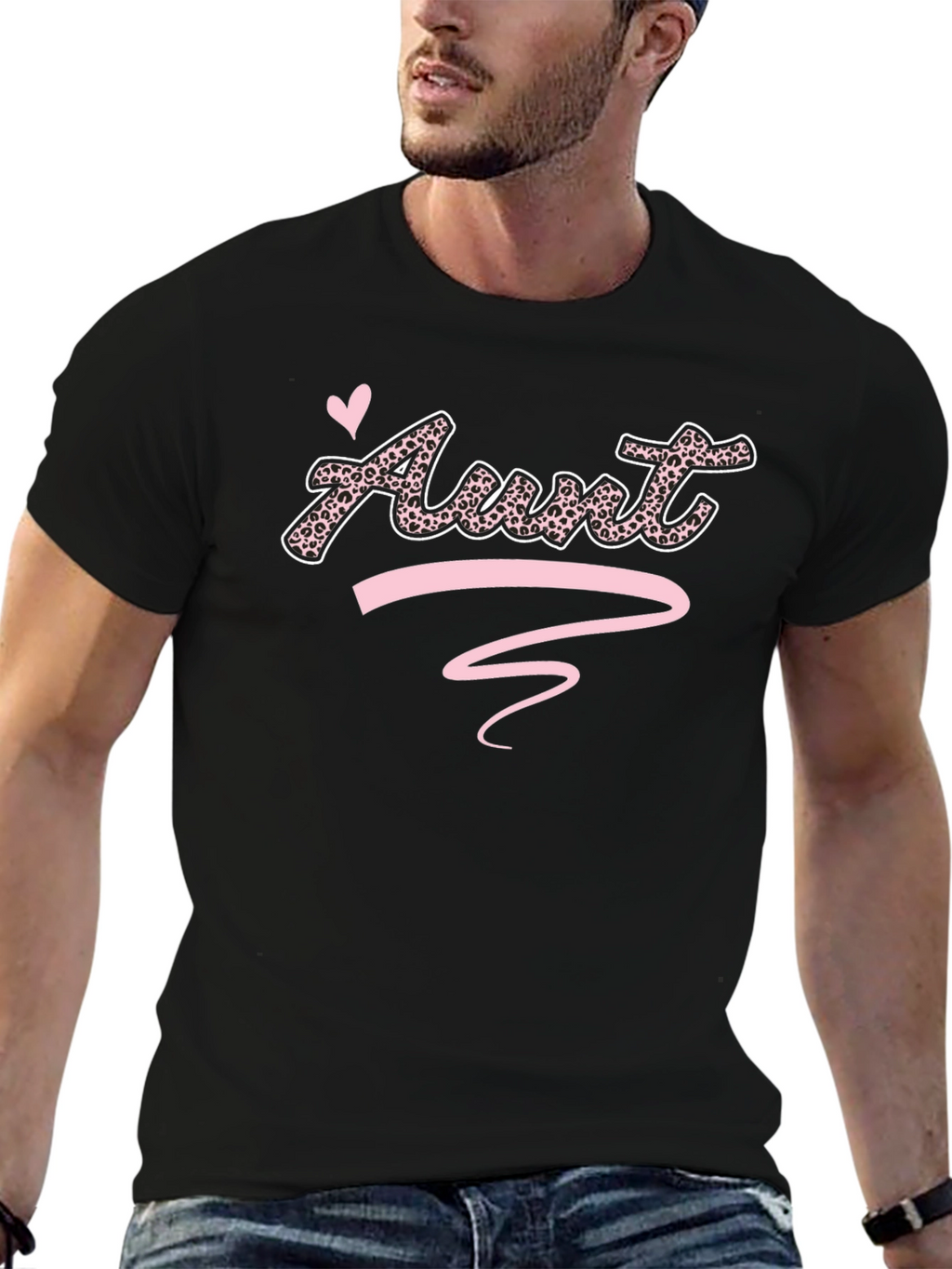 Leopard Print Aunt T-Shirt - Black
