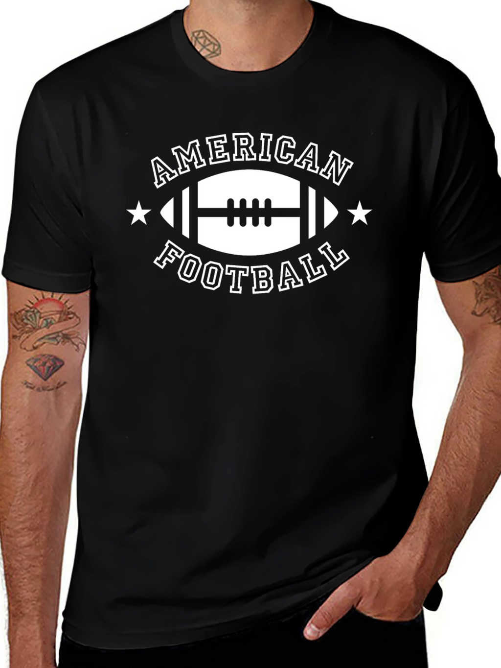American Football Graphic T-Shirt - Black