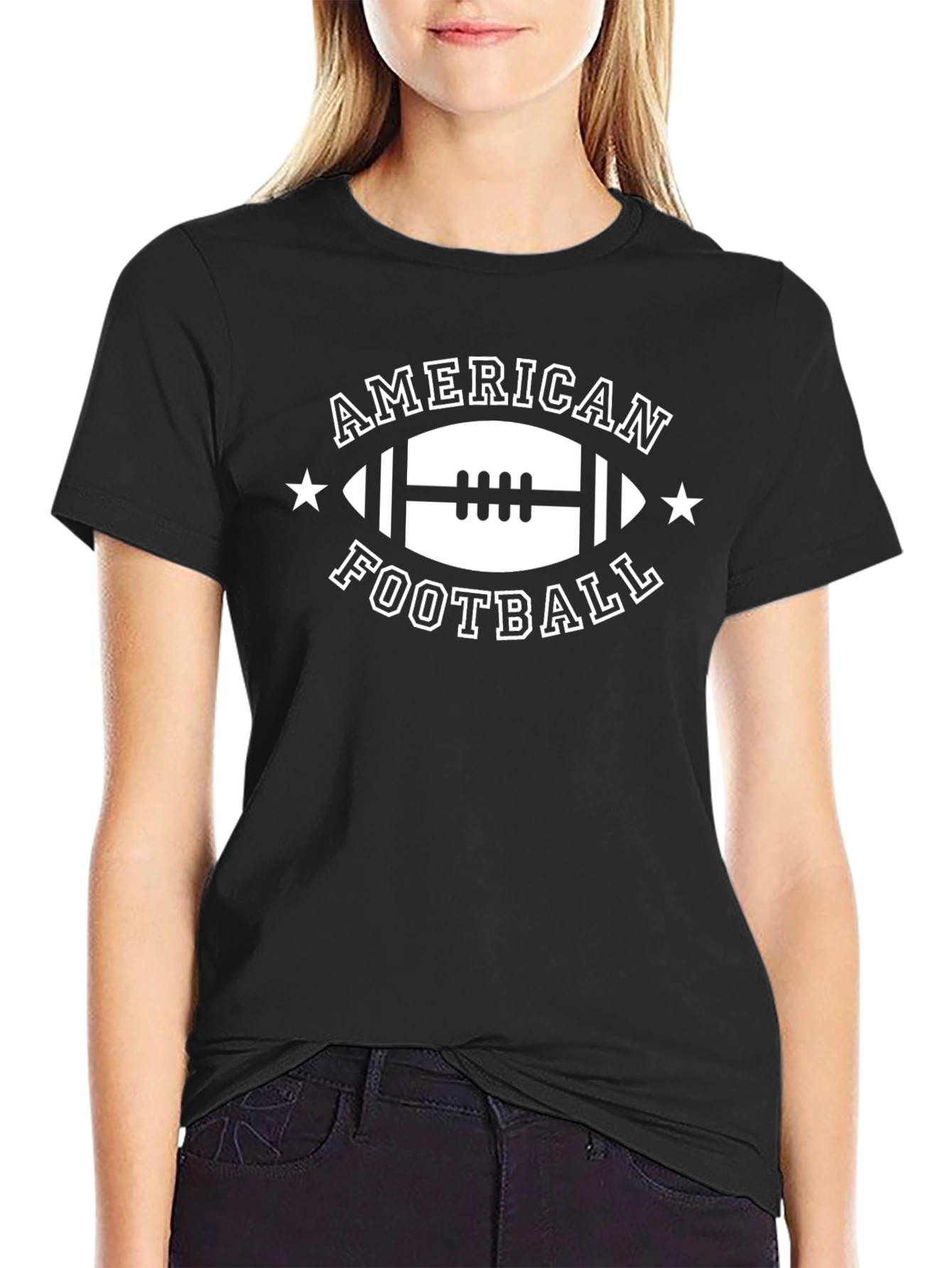 American Football Graphic T-Shirt - Black