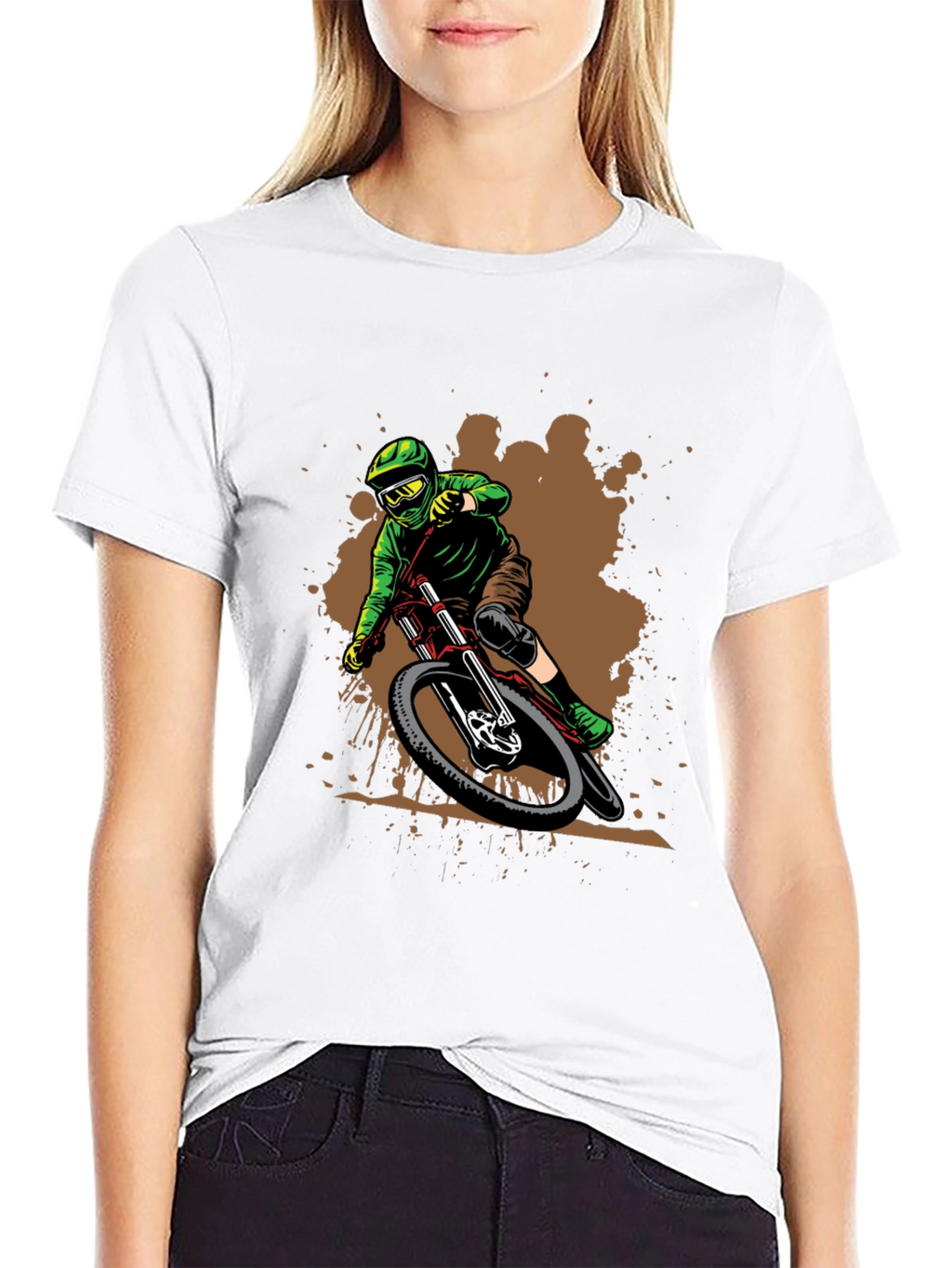 Mountain Biker Graphic Tee - Black Cotton Shirt
