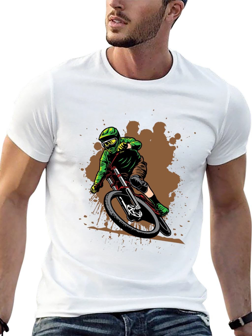 Mountain Biker Graphic Tee - Black Cotton Shirt