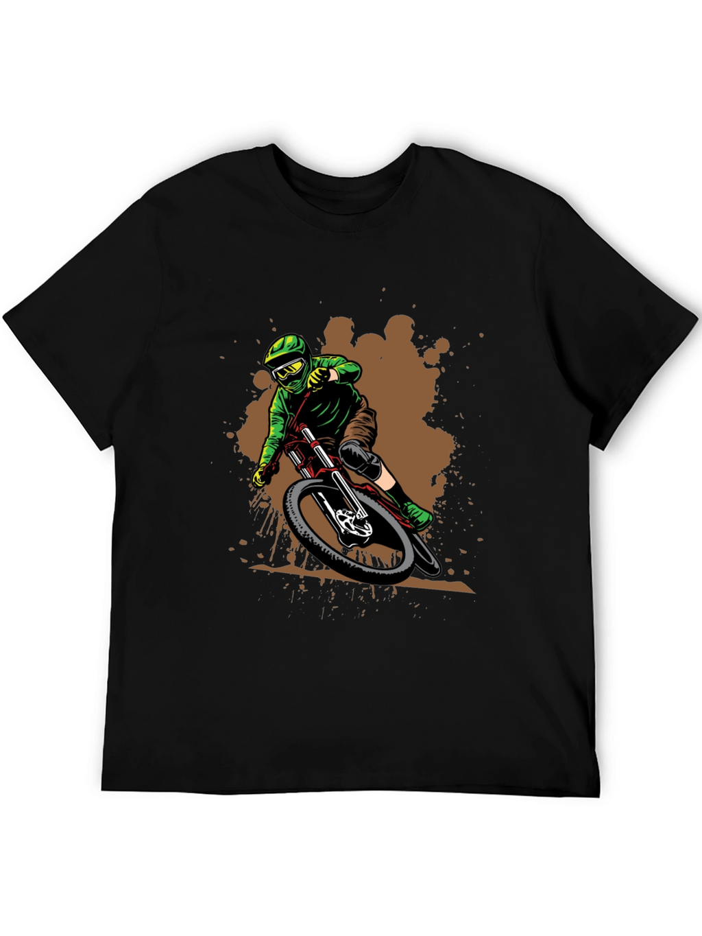 Mountain Biker Graphic Tee - Black Cotton Shirt