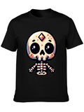 Pixel Art Skeleton Graphic Tee - Spooky Cute Style
