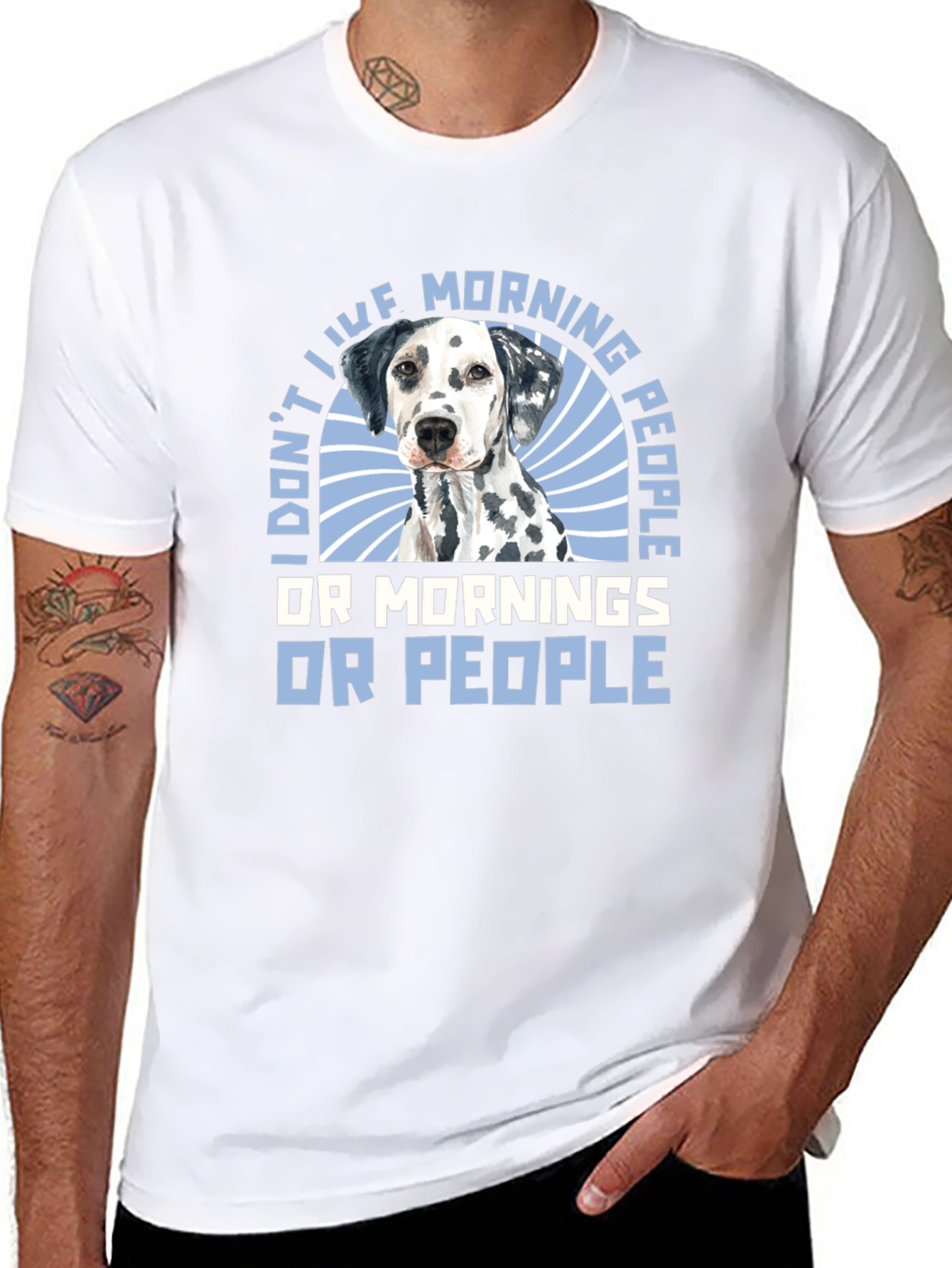 I Dont Like Morning People Dalmatian T-Shirt