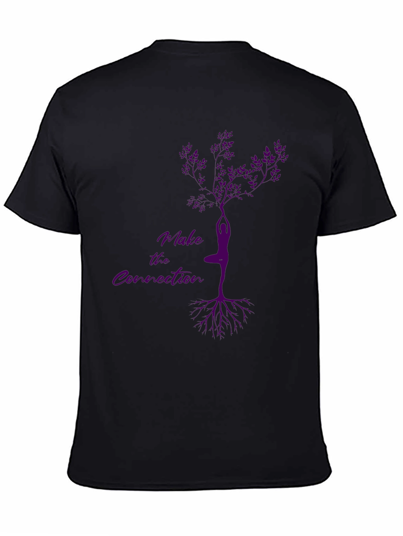 Make the Connection Tree Pose Yoga Black T-Shirt
