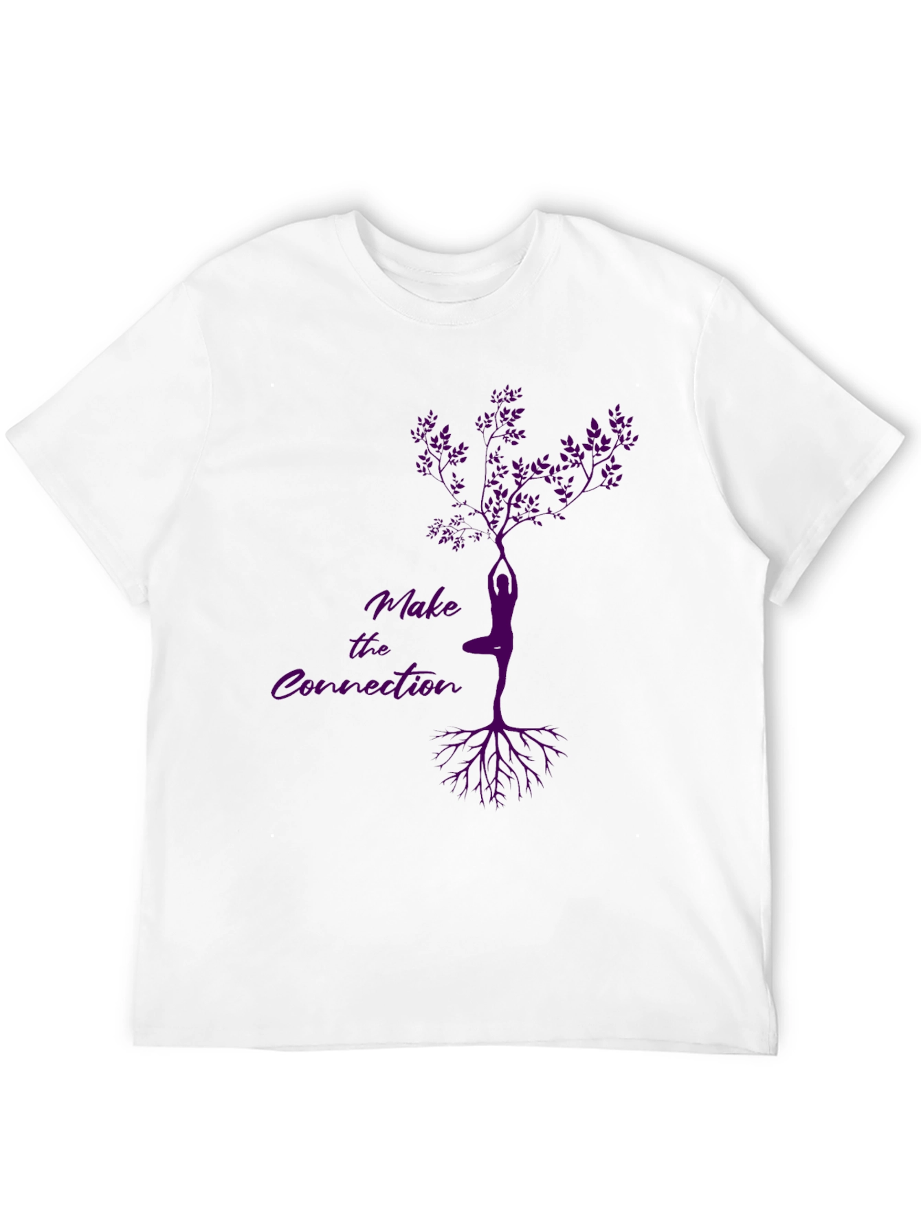 Make the Connection Tree Pose Yoga Black T-Shirt