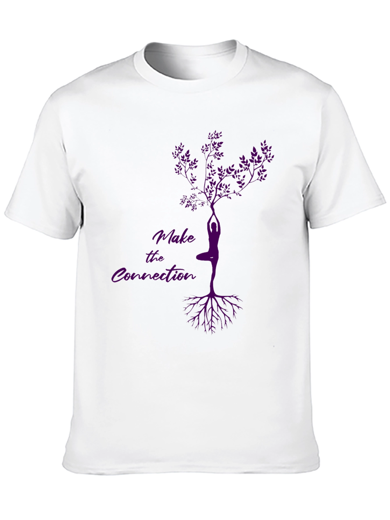 Make the Connection Tree Pose Yoga Black T-Shirt