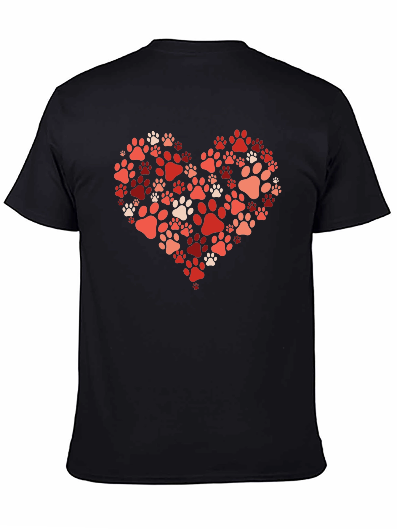 Paw Print Heart T-Shirt - Black